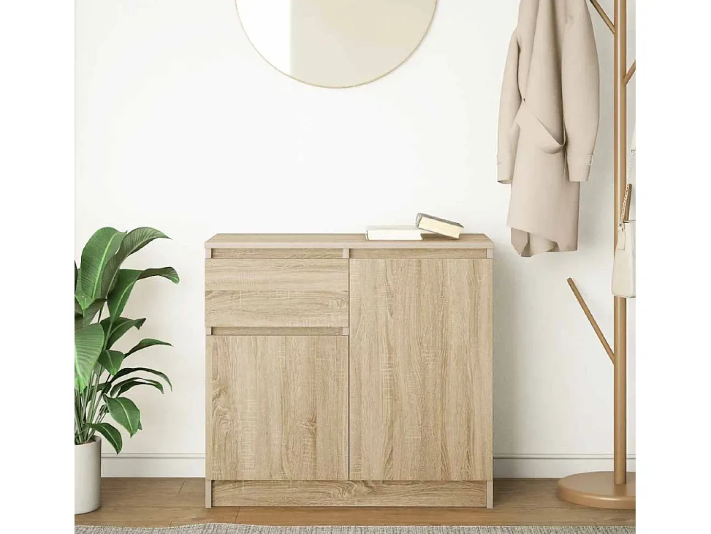 Aparador con cajón roble Sonoma 71x35x65 cm madera ingeniería
