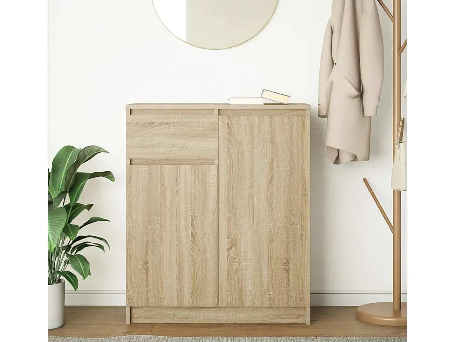 Aparador con cajón roble Sonoma 71x35x84 cm madera ingeniería