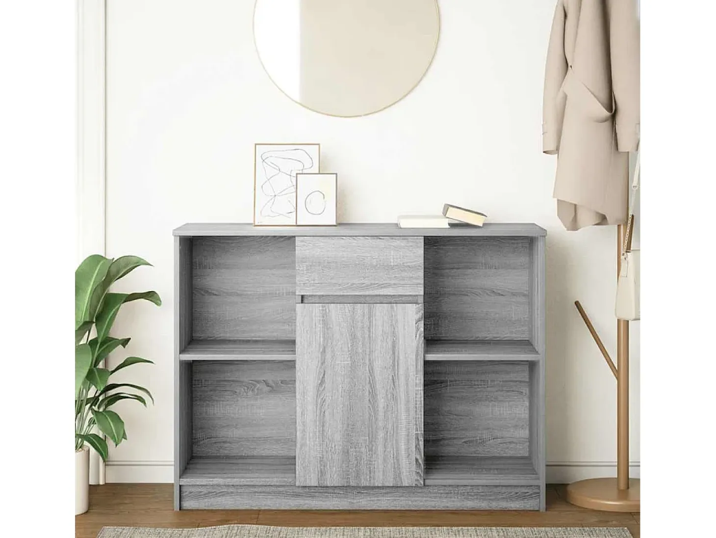 Aparador con cajón Sonoma gris 101x35x76 cm madera ingeniería