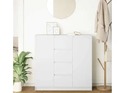 Aparador con cajones blanco 100,5x35x98,5 cm madera ingeniería