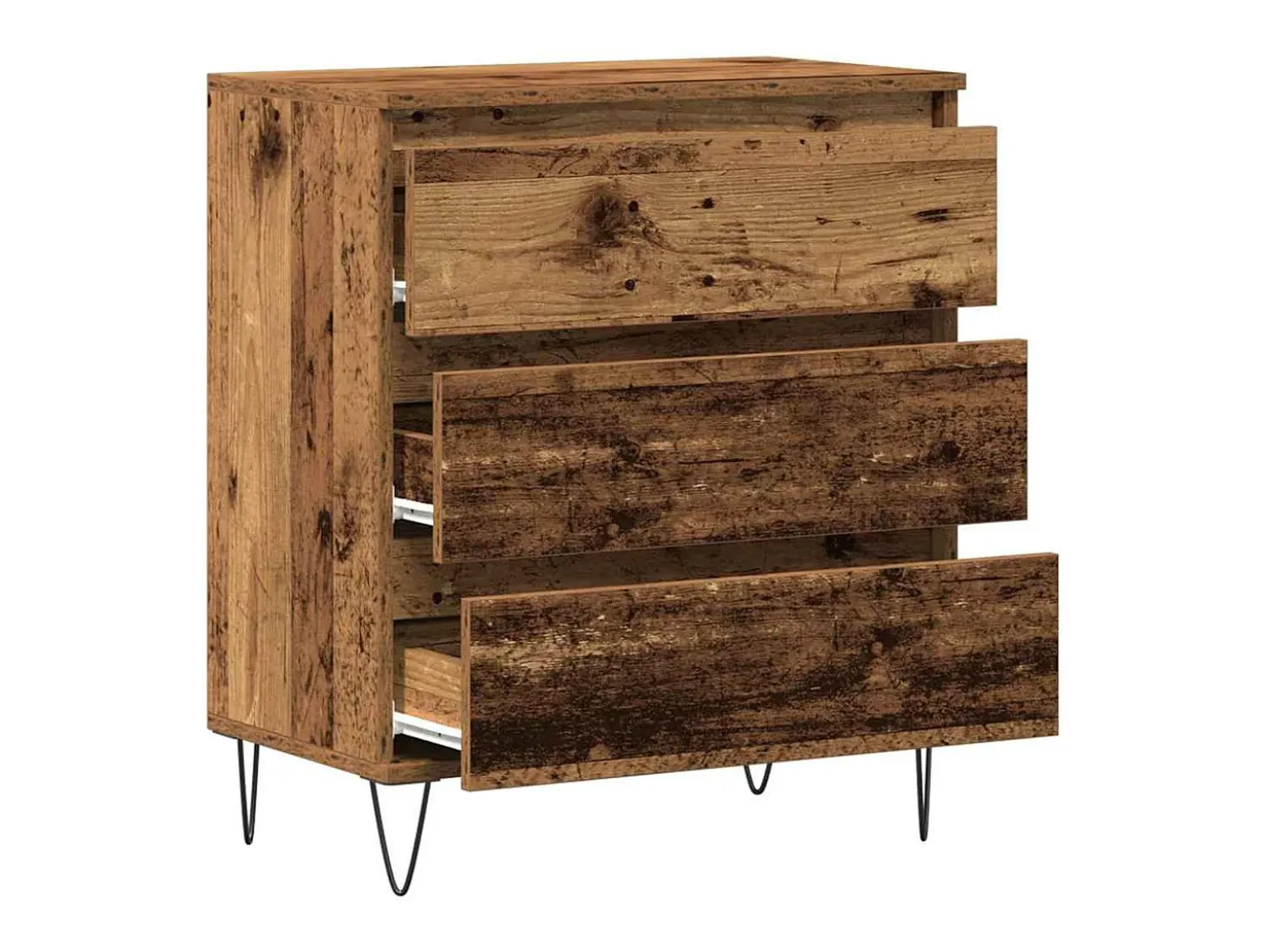 Aparador con cajones en madera vieja 60x35x70 cm en madera de ingeniería
