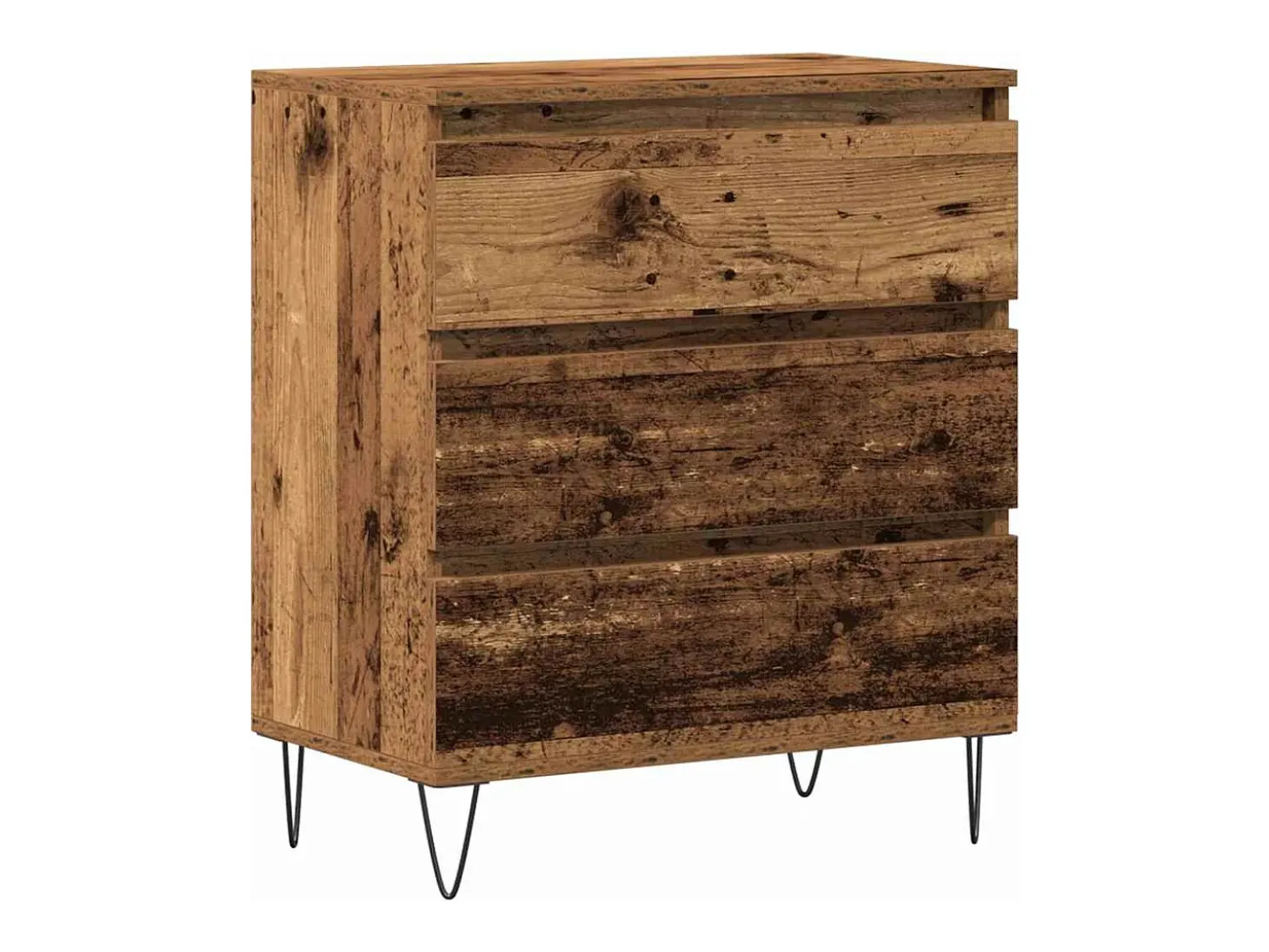 Aparador con cajones en madera vieja 60x35x70 cm en madera de ingeniería