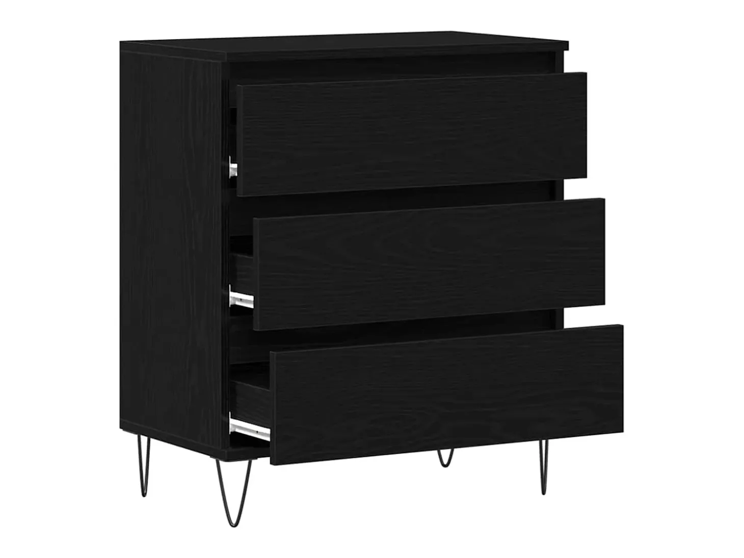 Aparador con cajones Madera negra 60x35x70 cm Material madera reconstituida