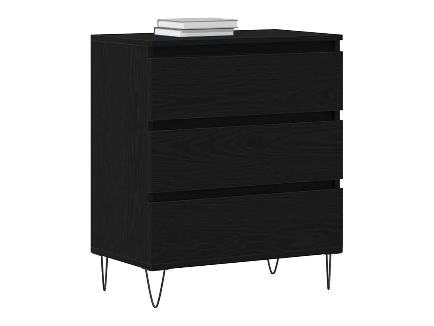 Aparador con cajones Madera negra 60x35x70 cm Material madera reconstituida