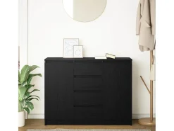 Aparador con cajones roble negro 100,5x35x76 cm madera de ingeniería