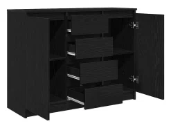 Aparador con cajones roble negro 100,5x35x76 cm madera de ingeniería