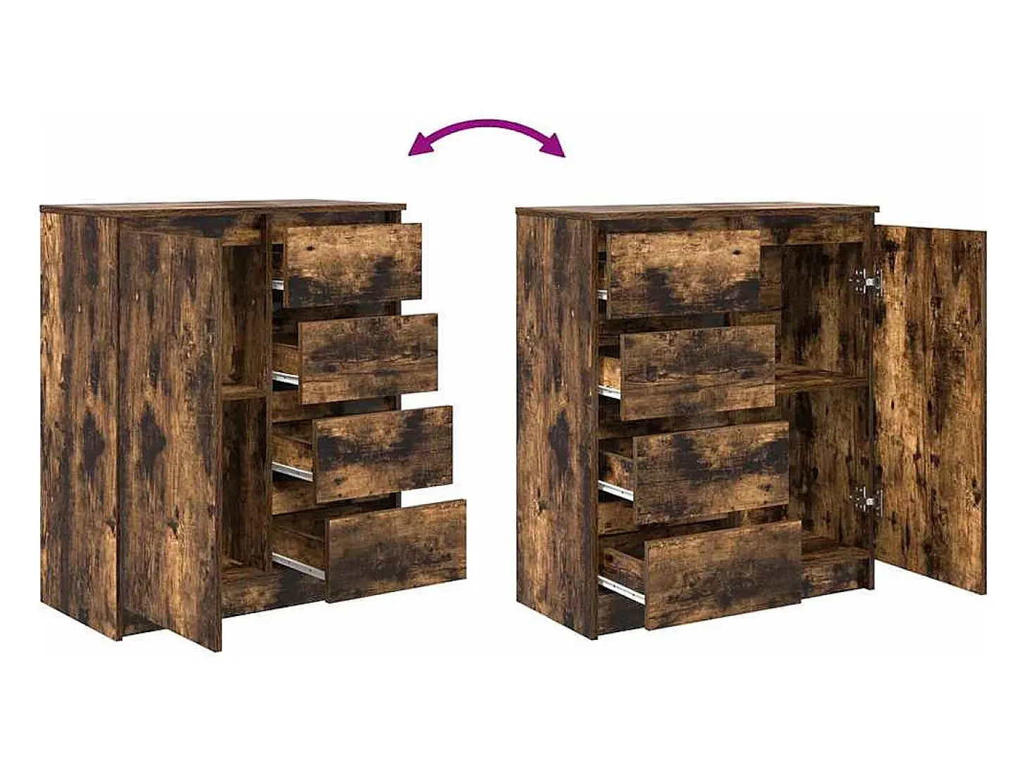Aparador con cajones roble ahumado 71x35x84cm madera ingeniería