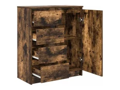 Aparador con cajones roble ahumado 71x35x84cm madera ingeniería