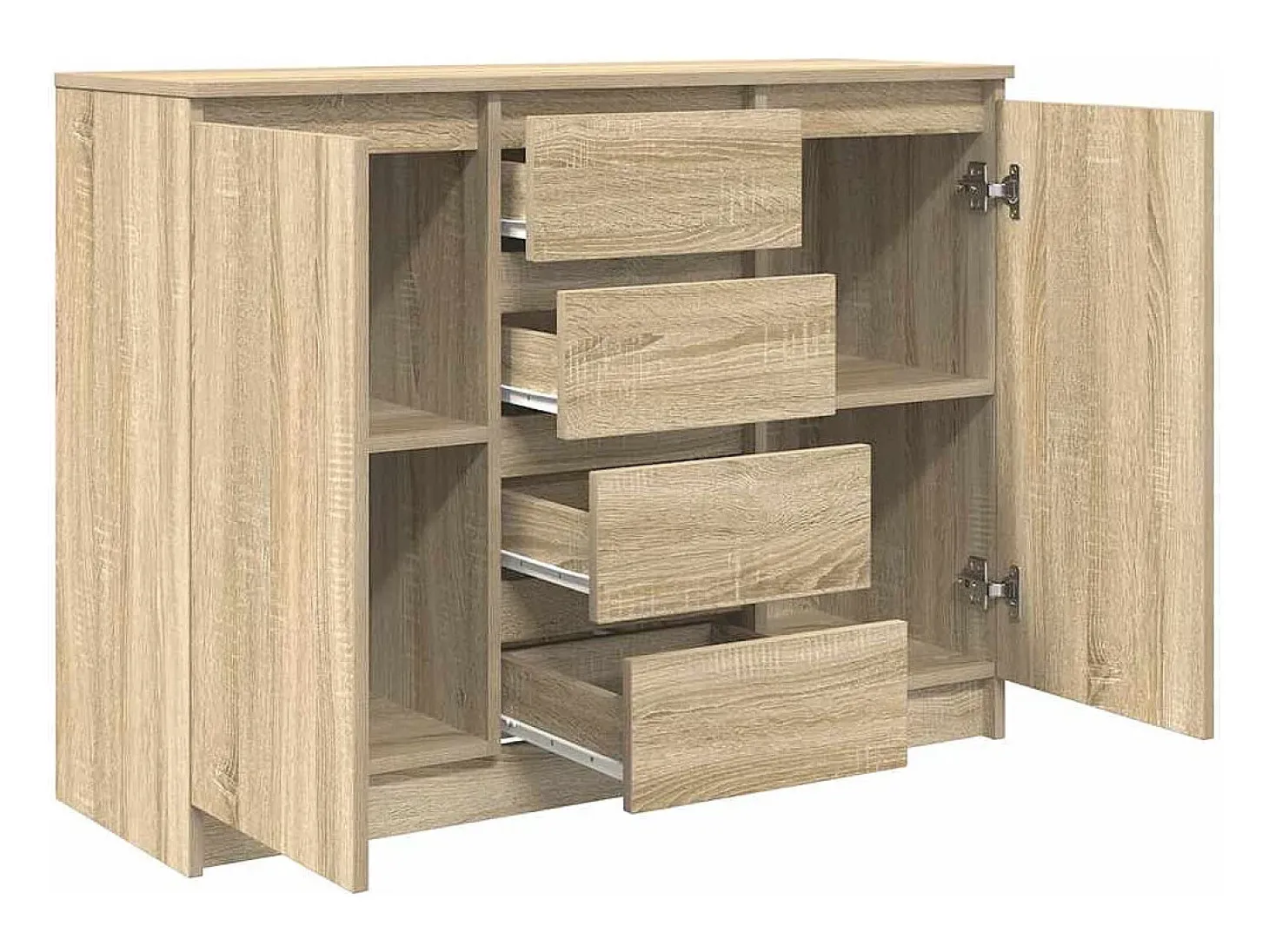 Aparador con cajones roble Sonoma 100,5x35x76 cm