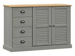 Aparador con cajones VIGO madera maciza pino gris 113x40x75 cm