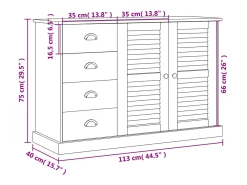 Aparador con cajones VIGO madera maciza pino blanco 113x40x75cm
