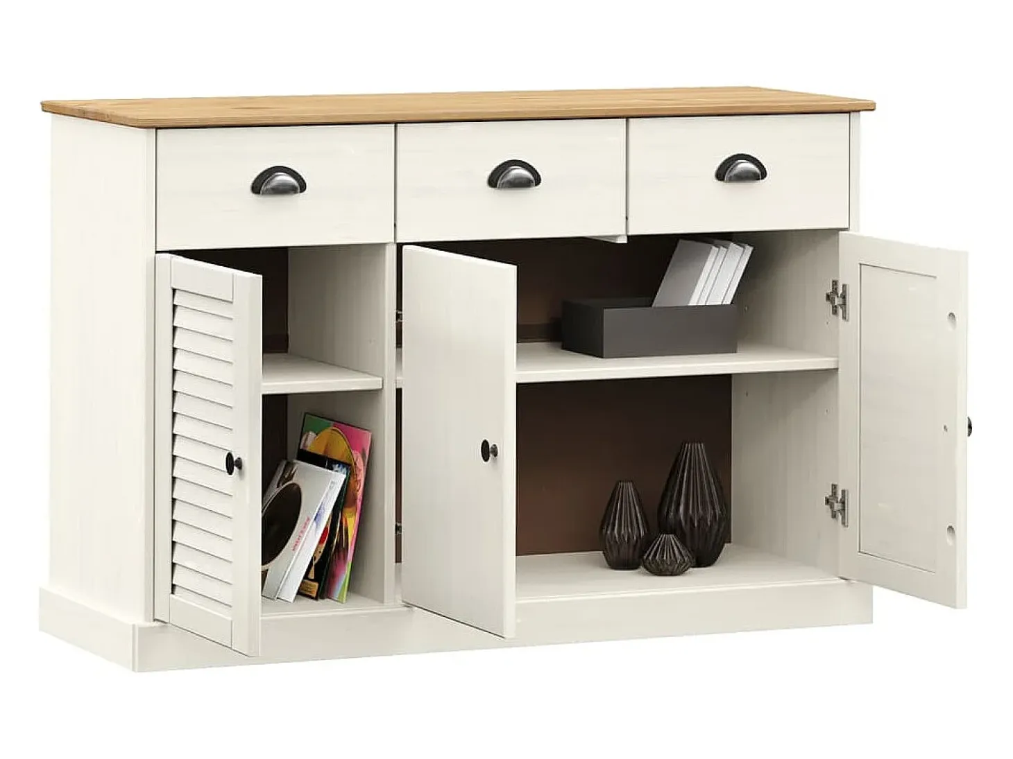Aparador con cajones VIGO madera maciza pino blanco 113x40x75cm