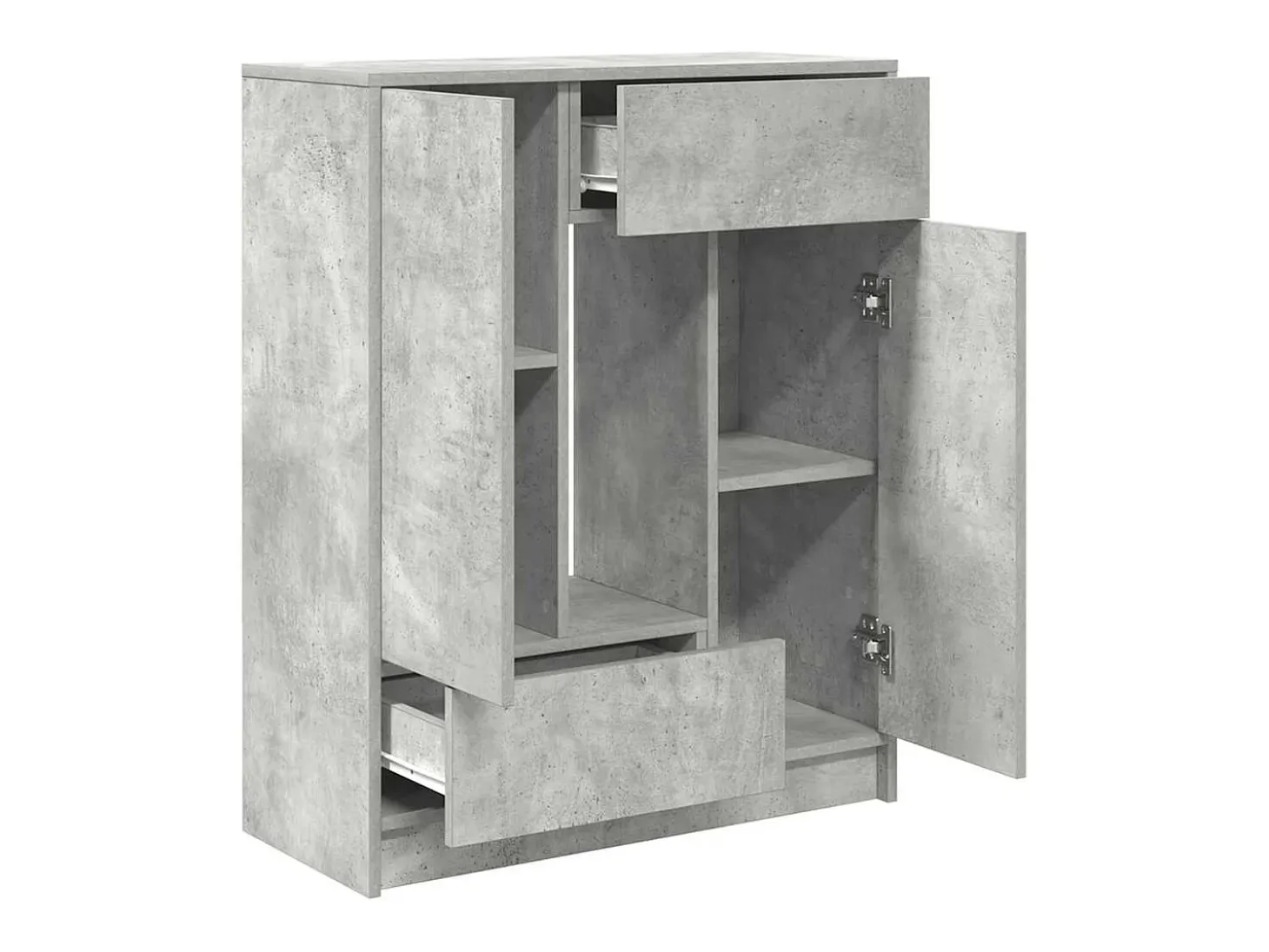 Aparador con cajones y puertas gris hormigón 73x31x90 cm