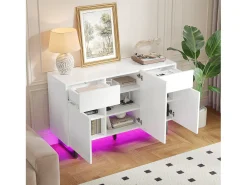Aparador con cajones y puertas, madera de ingeniería, blanco (120x40,5x75cm)