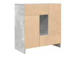 Aparador con cajones y puertas, gris hormigón, 70,5 x 34 x 74,5 cm