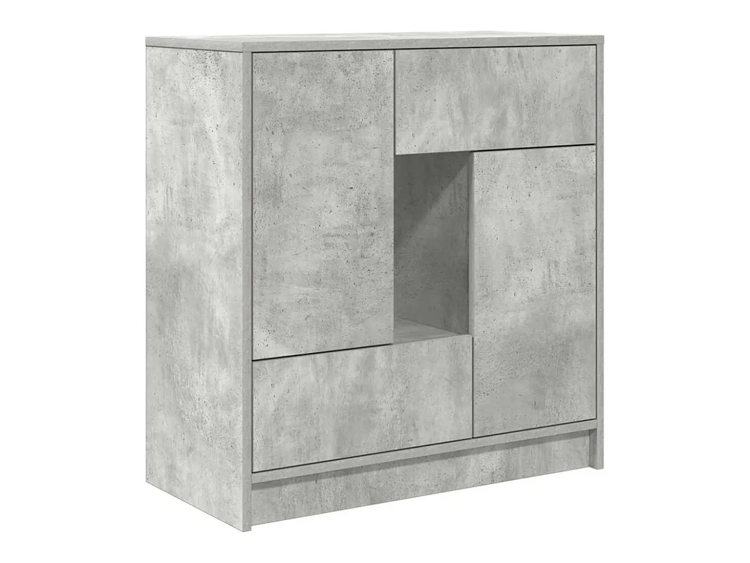 Aparador con cajones y puertas, gris hormigón, 70,5 x 34 x 74,5 cm