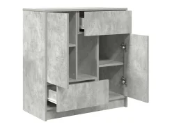 Aparador con cajones y puertas, gris hormigón, 70,5 x 34 x 74,5 cm