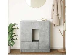 Aparador con cajones y puertas, gris hormigón, 70,5 x 34 x 74,5 cm