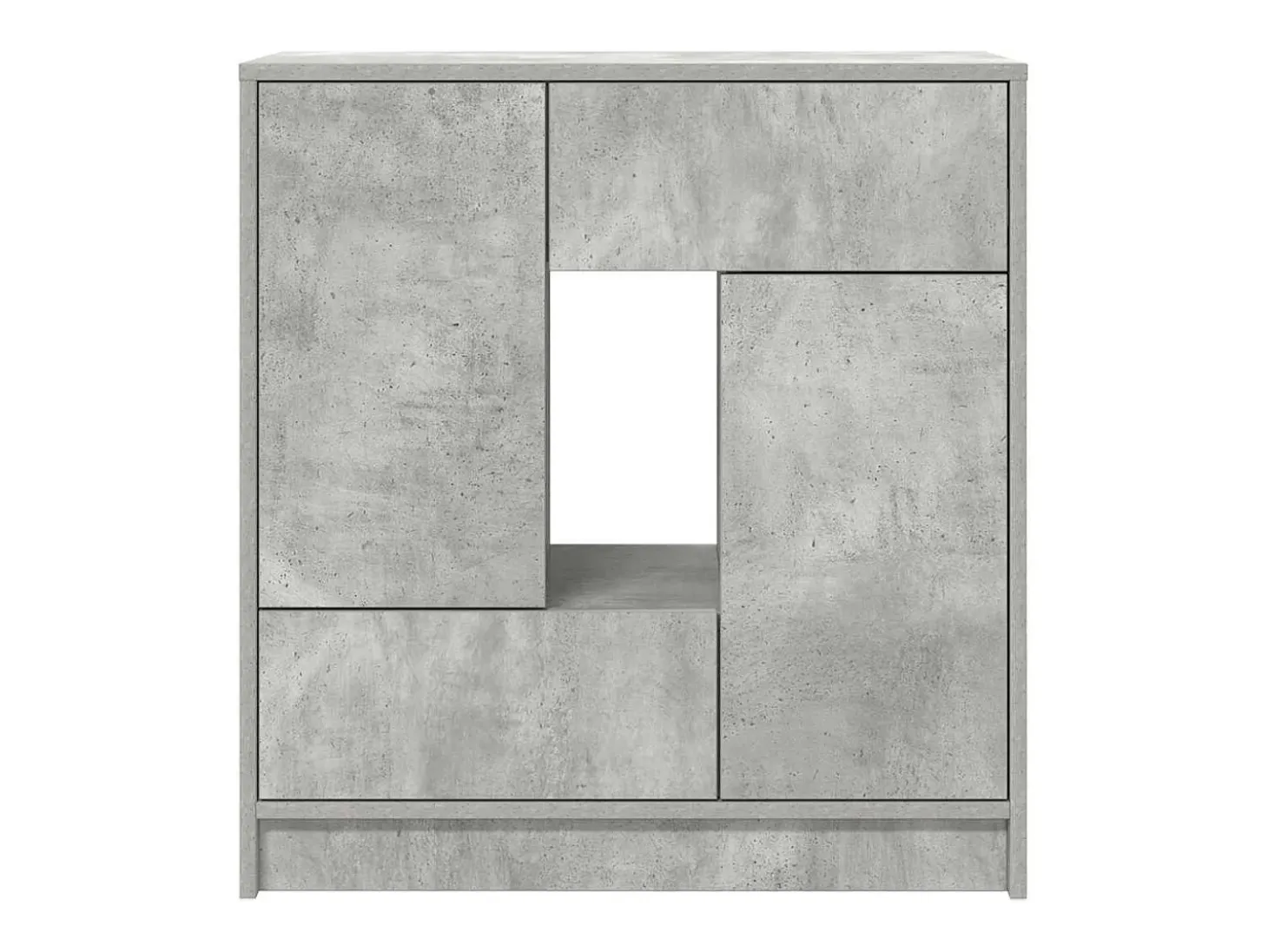 Aparador con cajones y puertas, gris hormigón, 70,5 x 34 x 74,5 cm