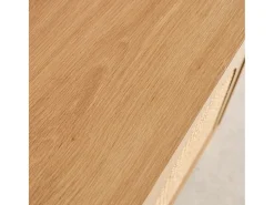 Aparador con decoración madera y mimbre 3 puertas, 120cm natural