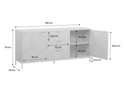 Aparador con efecto espiga de 2 puertas, 160cm natural