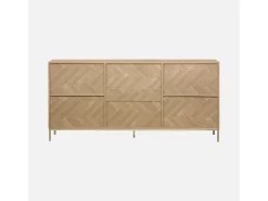 Aparador con efecto espiga de 2 puertas, 160cm natural