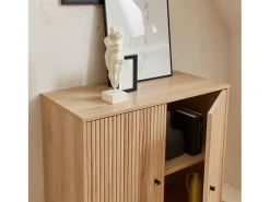 Aparador con efecto madera de 2 puertas, 83.5cm natural