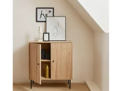 Aparador con efecto madera de 2 puertas, 83.5cm natural