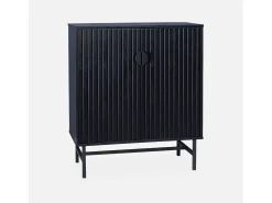 Aparador con efecto madera de 2 puertas, 83.5cm negro