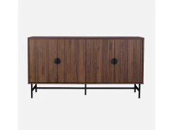 Aparador con efecto madera de 4 puertas, 157.5cm madera oscura