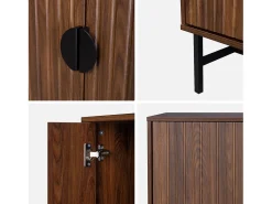 Aparador con efecto madera de 4 puertas, 157.5cm madera oscura