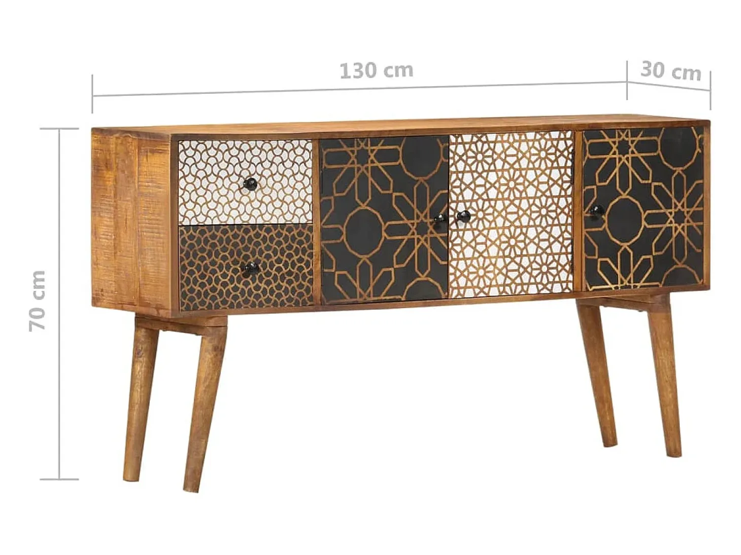 Aparador con estampado madera maciza de mango 130x30x70 cm