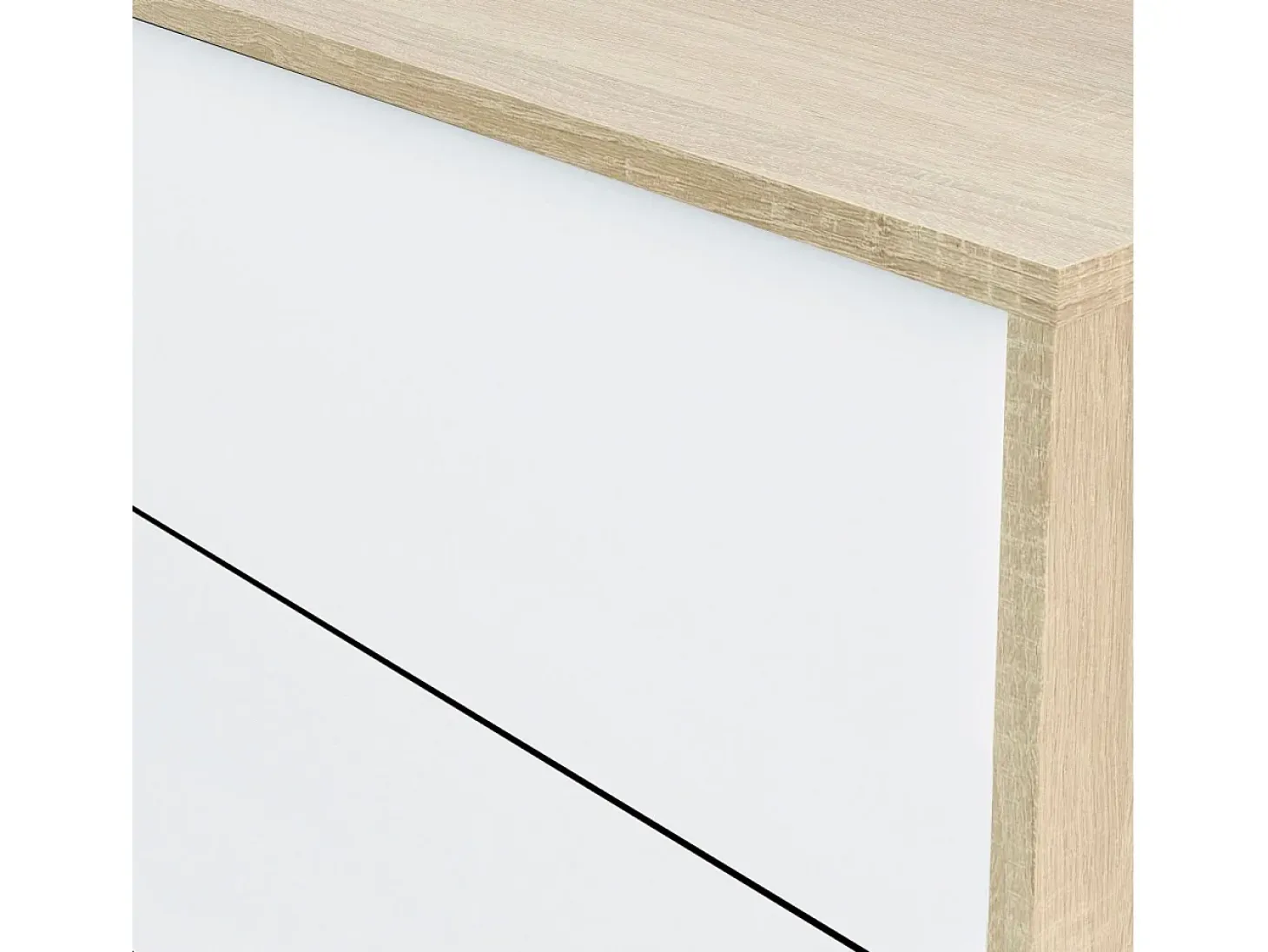 Aparador con gran espacio de almacenamiento en blanco mate y roble canadian 154 cm Lea Blanco Artik (Blanco Mate) - Roble Canadian