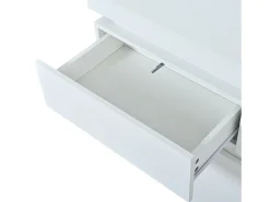 Aparador con iluminación LED, 4 puertas y 2 cajones - Acabado blanco brillo 140x35x72,5 cm
