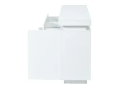 Aparador con iluminación LED, 4 puertas y 2 cajones - Acabado blanco brillo 140x35x72,5 cm