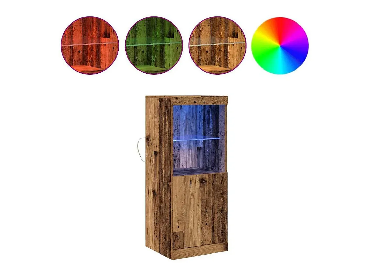 Aparador con iluminación LED Madera envejecida 41x37x100 cm