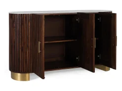 Aparador con laterales curvos en madera de mango color nogal 150 cm