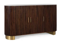 Aparador con laterales curvos en madera de mango color nogal 150 cm
