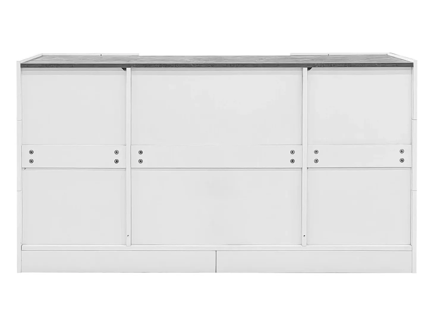 Aparador con LED - 2 puertas y 3 cajones - frente blanco brillo y efecto mármol gris - Blanco