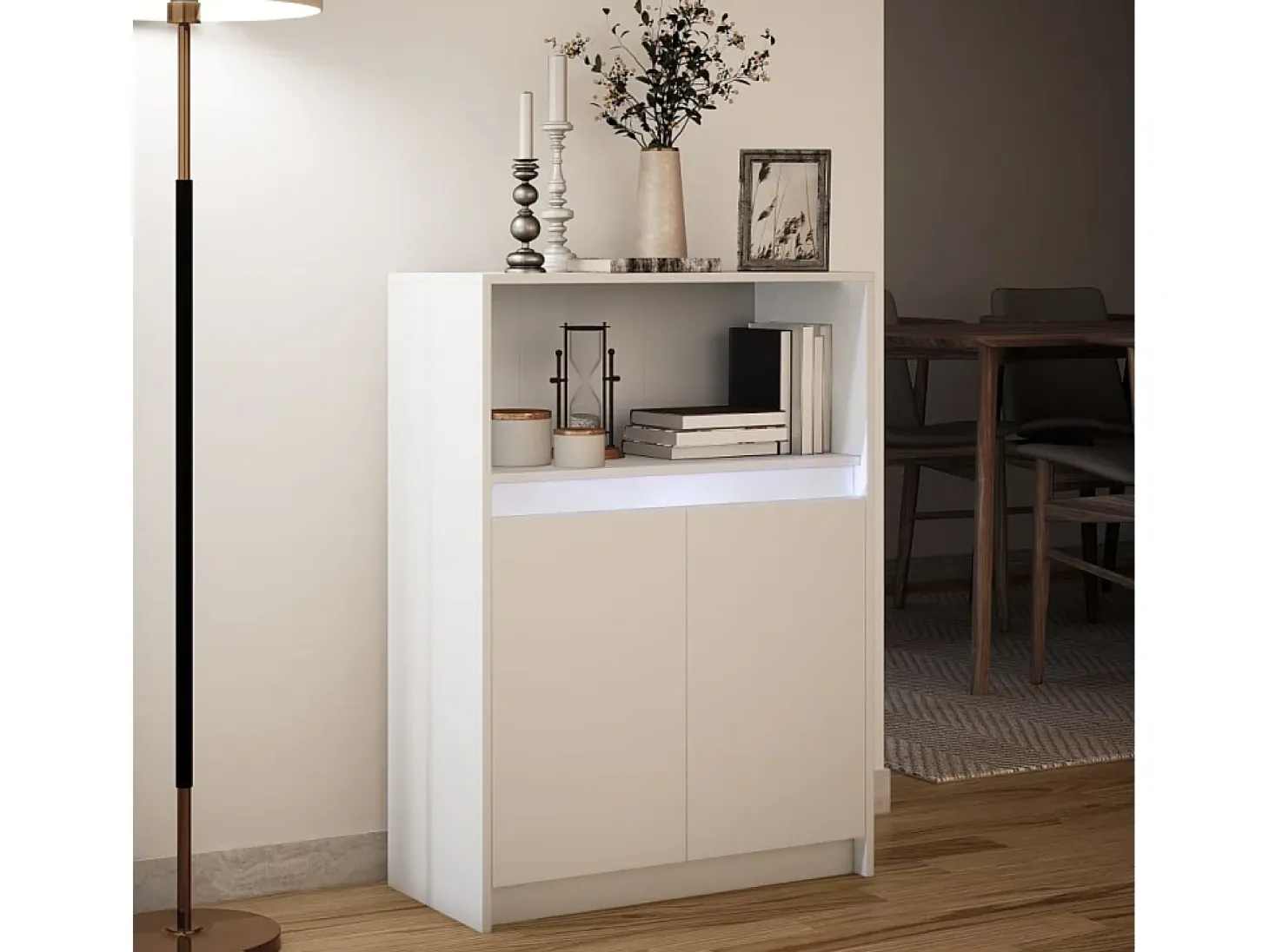 Aparador con LED blanco 72x34x100 cm madera de ingeniería