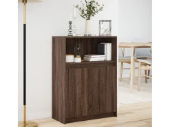 Aparador con LED roble marrón 72x34x100 cm madera de ingeniería