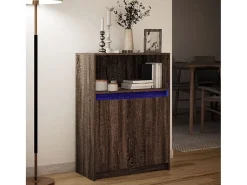 Aparador con LED roble marrón 72x34x100 cm madera de ingeniería