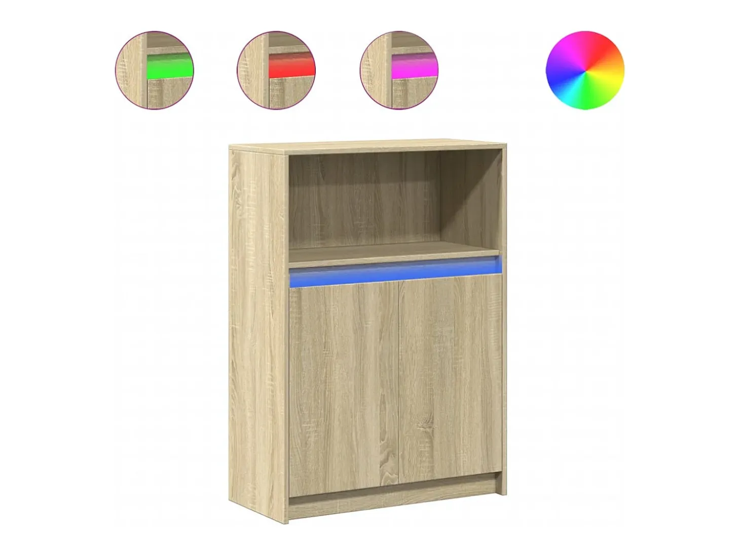 Aparador con LED roble Sonoma 72x34x100 cm madera de ingeniería
