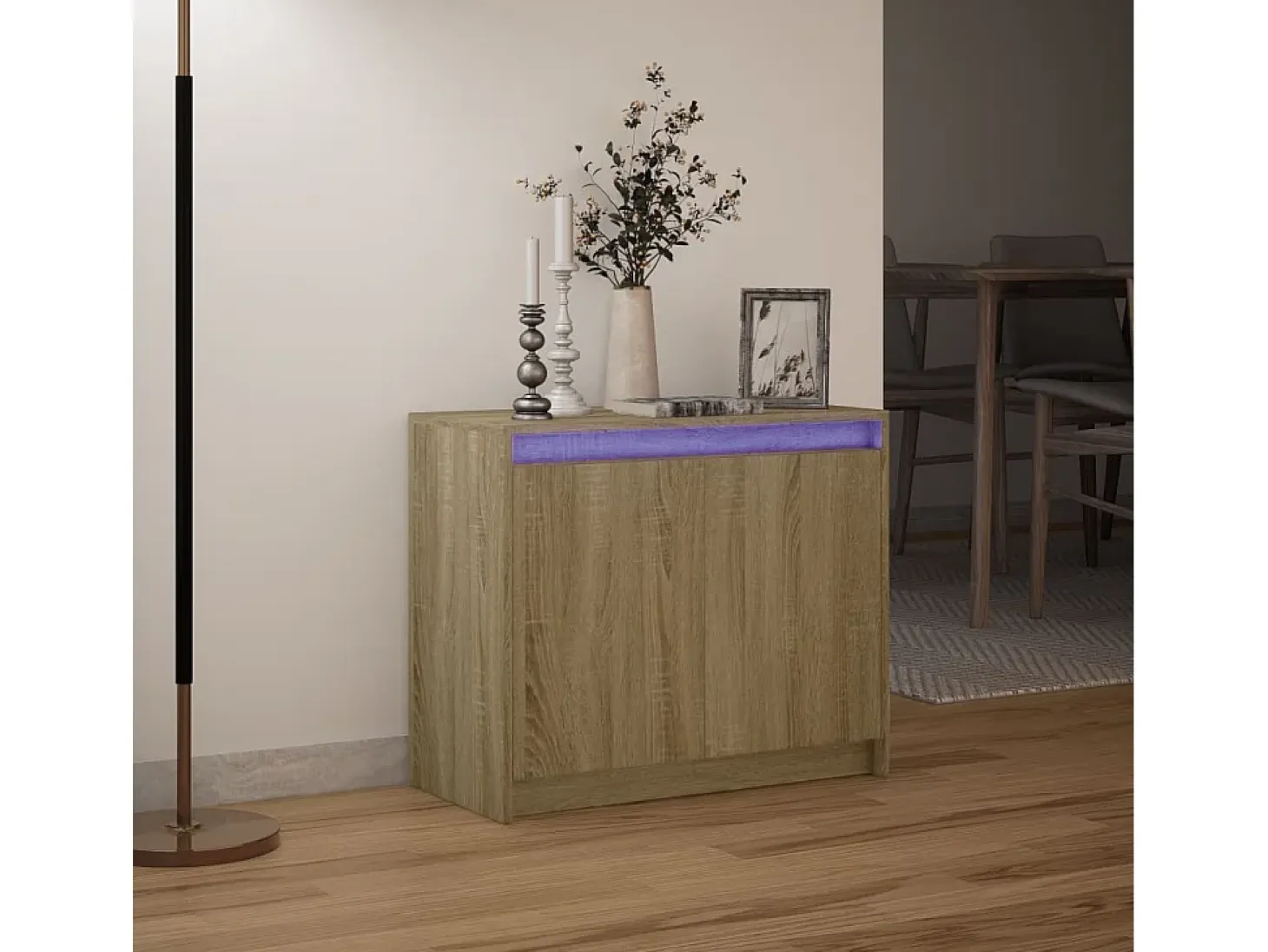 Aparador con LED Roble Sonoma 72x34x61 cm Madera de Ingeniería