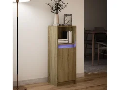 Aparador con LED roble Sonoma 38x34x100 cm madera de ingeniería