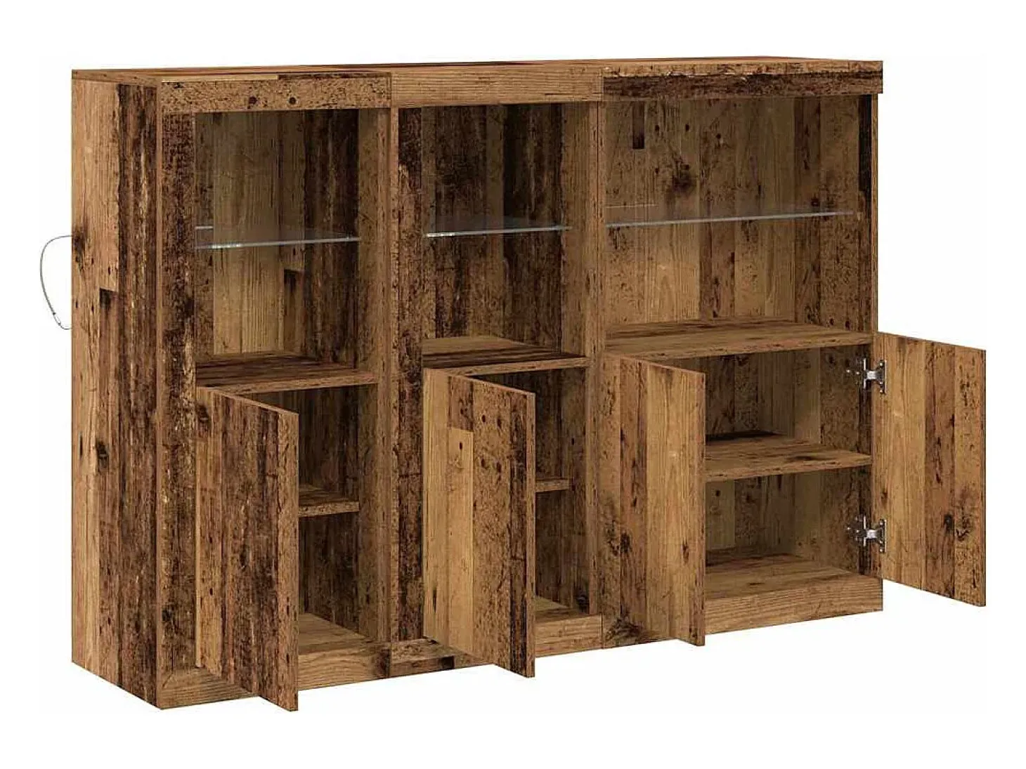 Aparador con luces LED - Madera recuperada 142,5x37x100 cm - Madera reconstituida