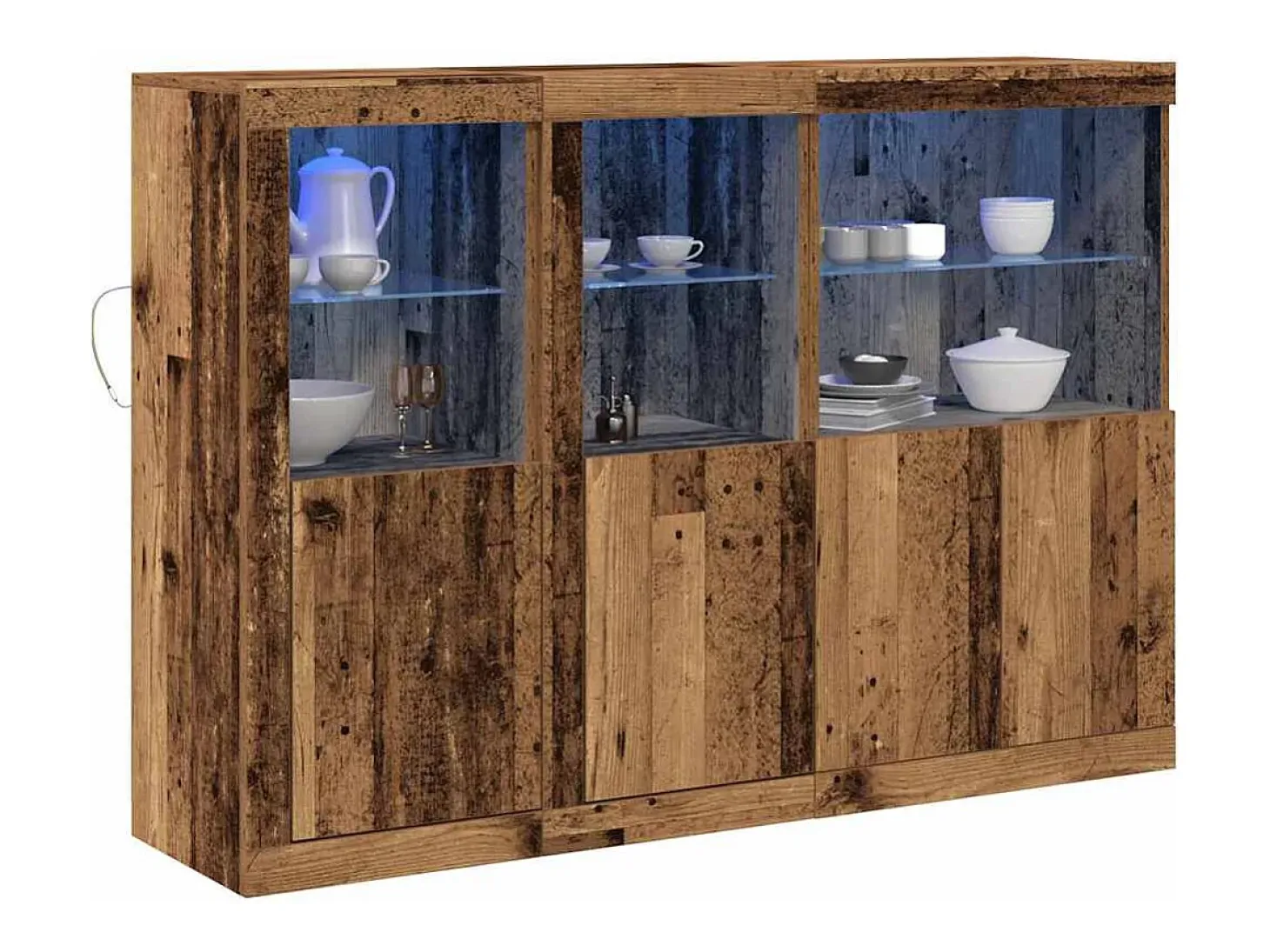 Aparador con luces LED - Madera recuperada 142,5x37x100 cm - Madera reconstituida