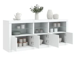 Aparador con luces LED blanco 162x37x67 cm
