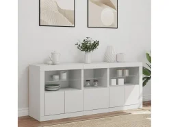 Aparador con luces LED blanco 162x37x67 cm