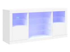 Aparador con luces LED blancas 142,5x37x67 cm